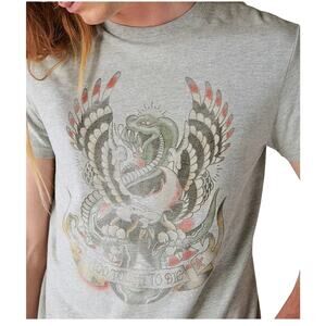 Lucky Brand Tattoo Shop Short Sleeve Snake Cobra Graphic T-Shirt Size M